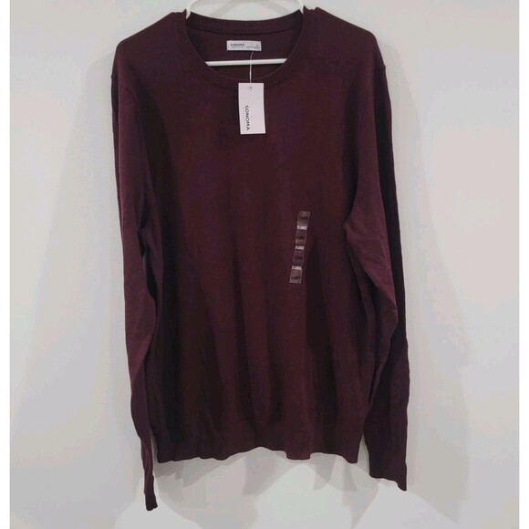 Sonoma Mens Sweater Size XL Maroon Academia Crew Neck - Picture 1 of 7